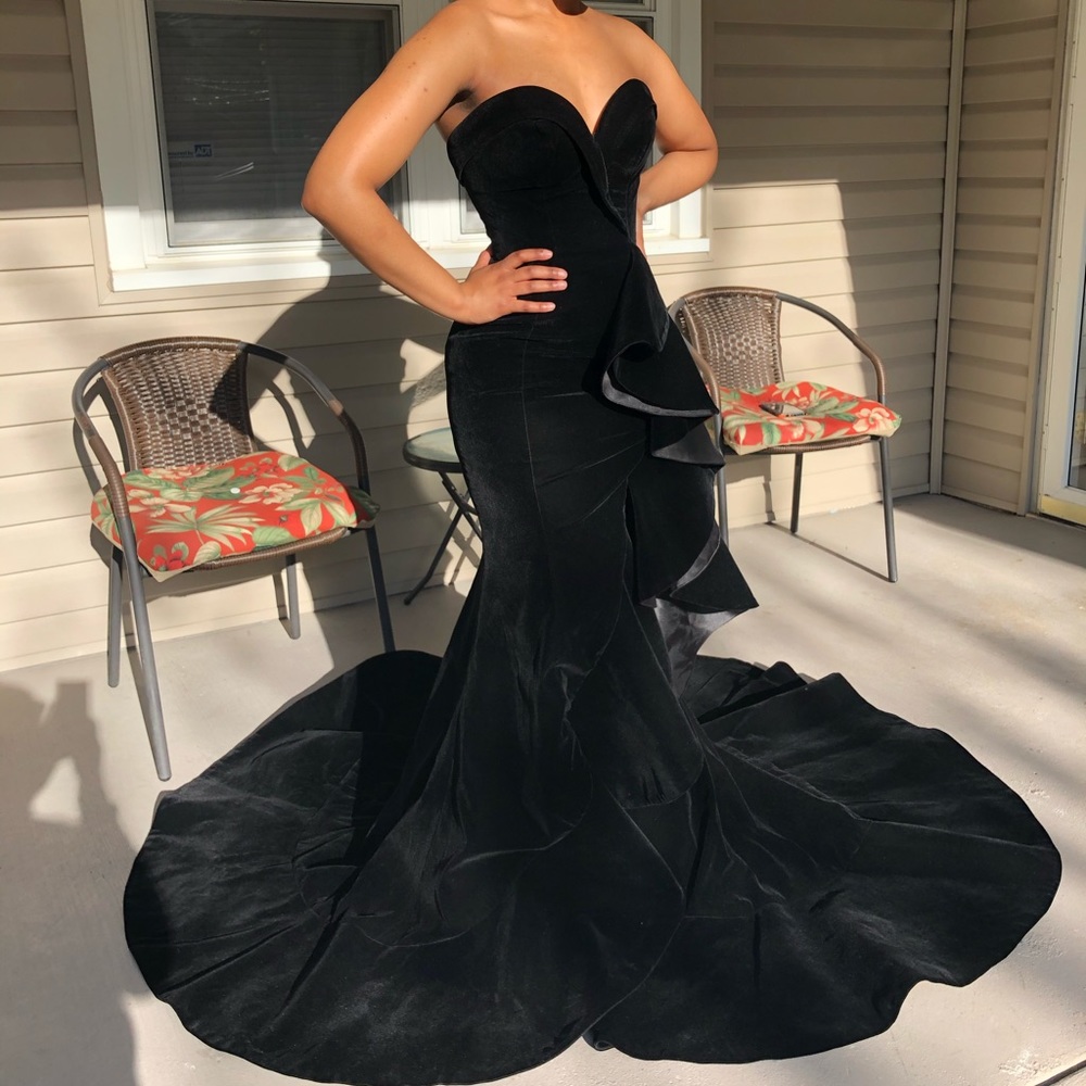 Black Velvet Corset Prom dress